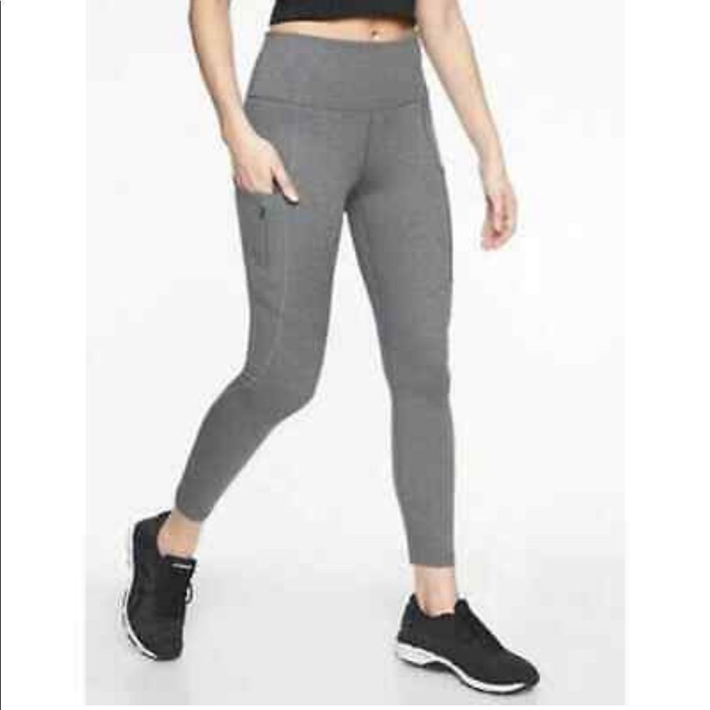 Athleta XS petite all in pocket zipper leggings gray